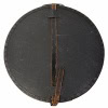 Vintage cymbal case with leather strap and metal accents, ideal for protecting drum cymbals during t.