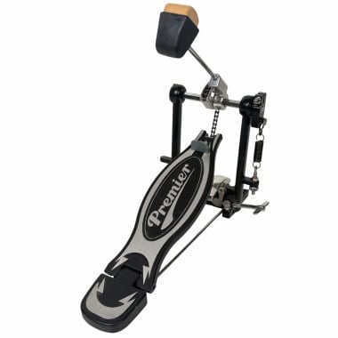 Premium drum pedal with cymbal attachment for drummers.