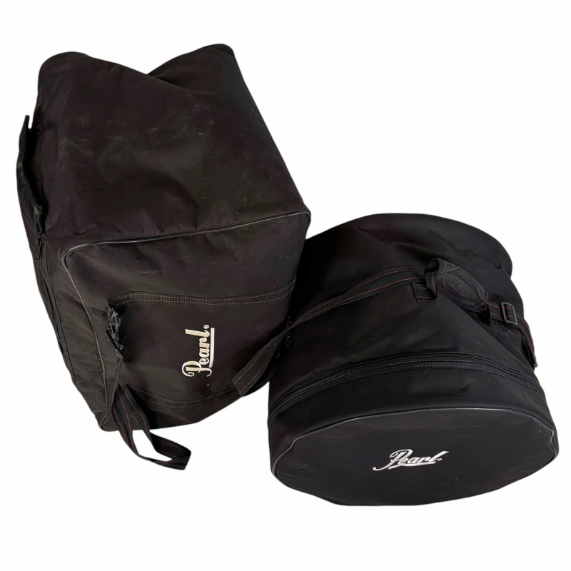 Pearl drum bags for drummers, designed for durability and spacious storage, perfect for transporting.