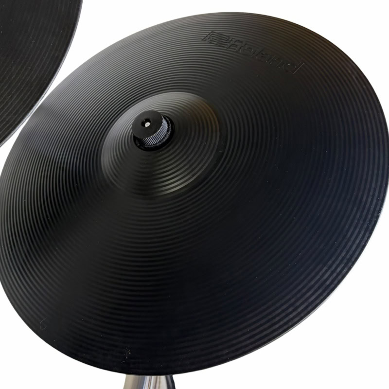 Professional black cymbal for drummers, high-quality percussion instrument.