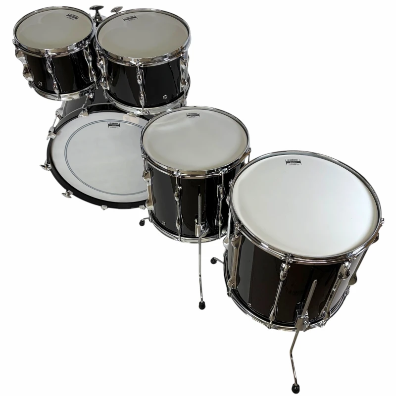 Professional black drum set with multiple drums and cymbals for drumming enthusiasts.