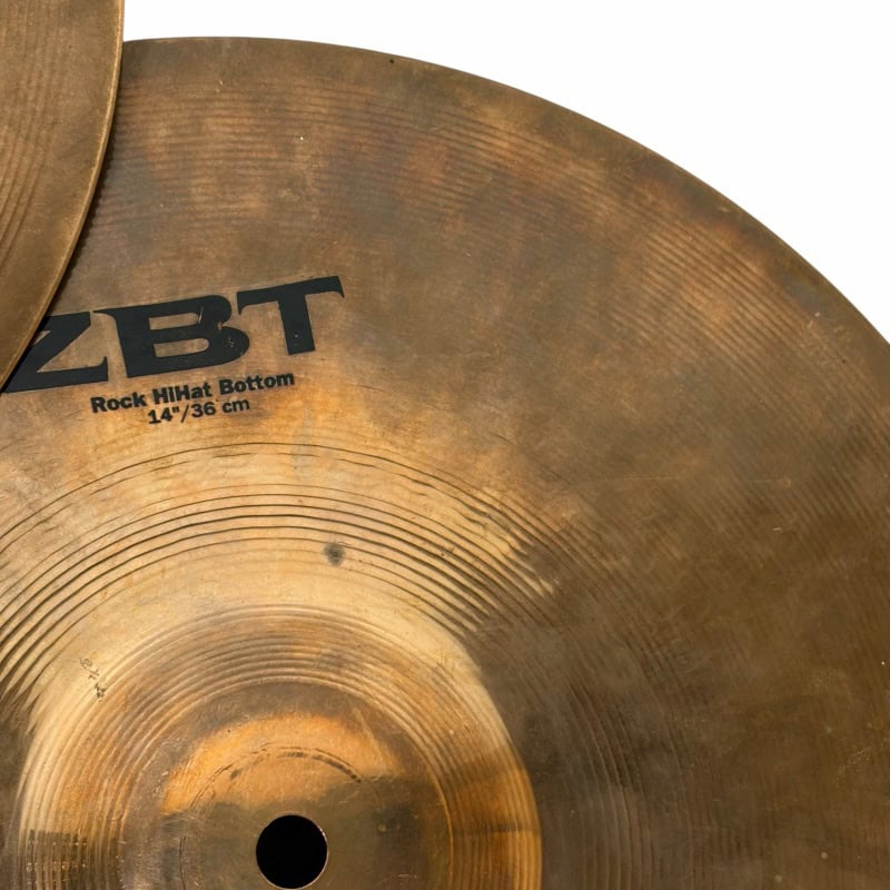 Close-up of ZBT Rock Hi-Hat cymbal, ideal for drummers and percussionists.