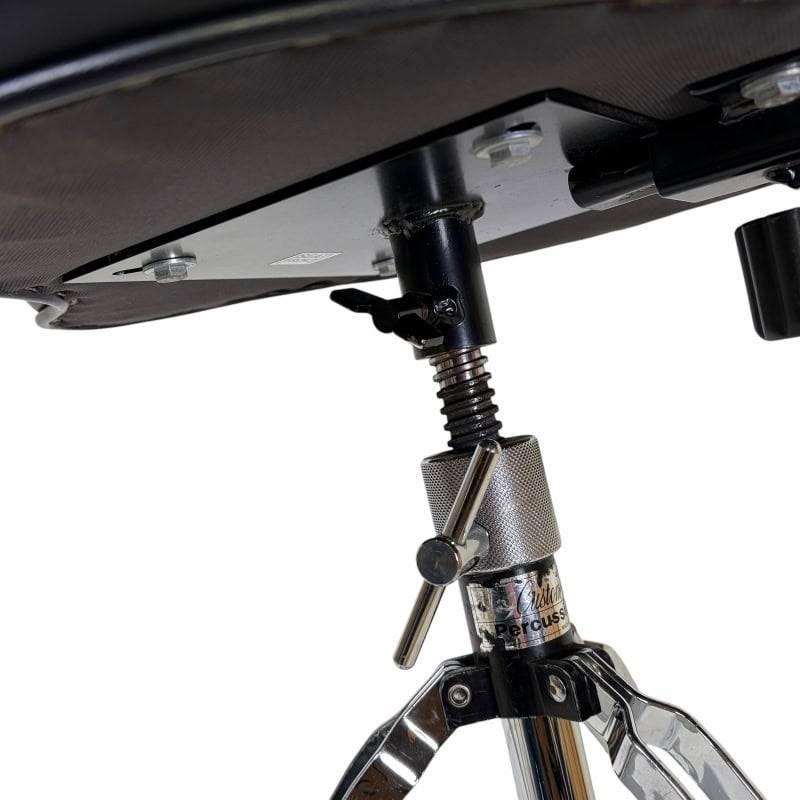 Close-up of drum kit hardware and mounting equipment for drummers.