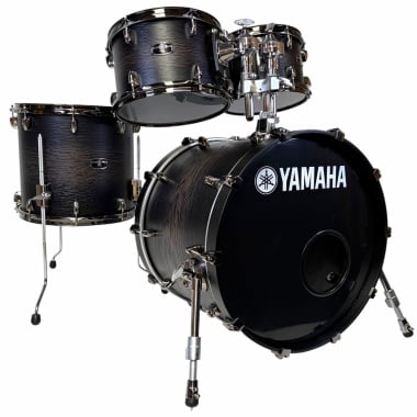 Yamaha drum kit with black finish, perfect for professional drummers.