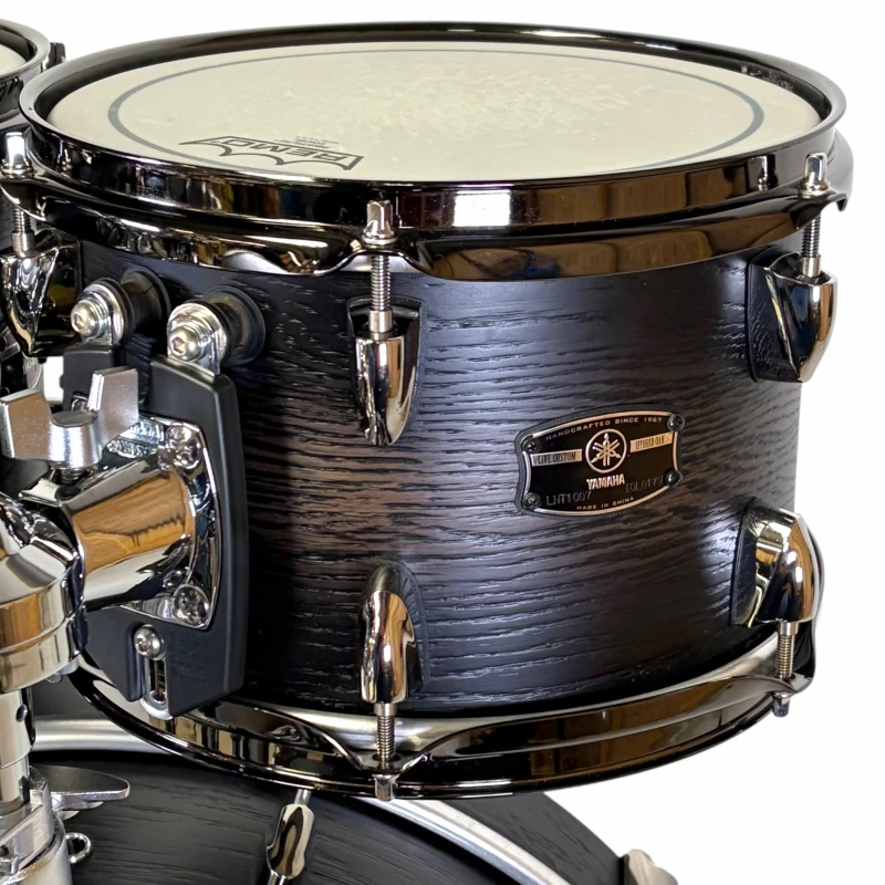 Drummers Only professional drum kit with black wood finish and chrome hardware. Perfect for drumming.