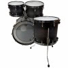 Professional black drum kit with bass, toms, and snare for drumming enthusiasts.