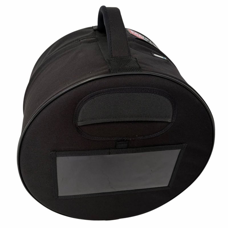 Durable black drum bag with transparent window for easy identification.