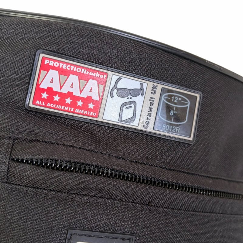 Drummers Only logo on black drum case with protective sticker.