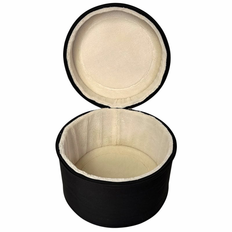 Black drumstick case with soft interior for drumsticks storage and protection.