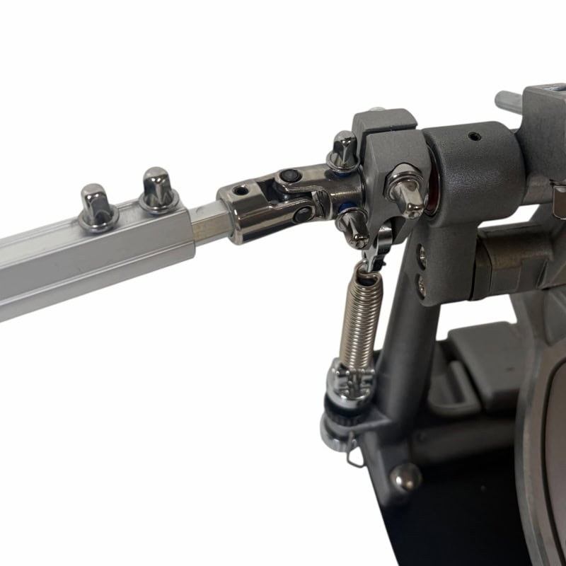 Close-up of drum kit hardware and cymbal stand for drummers.