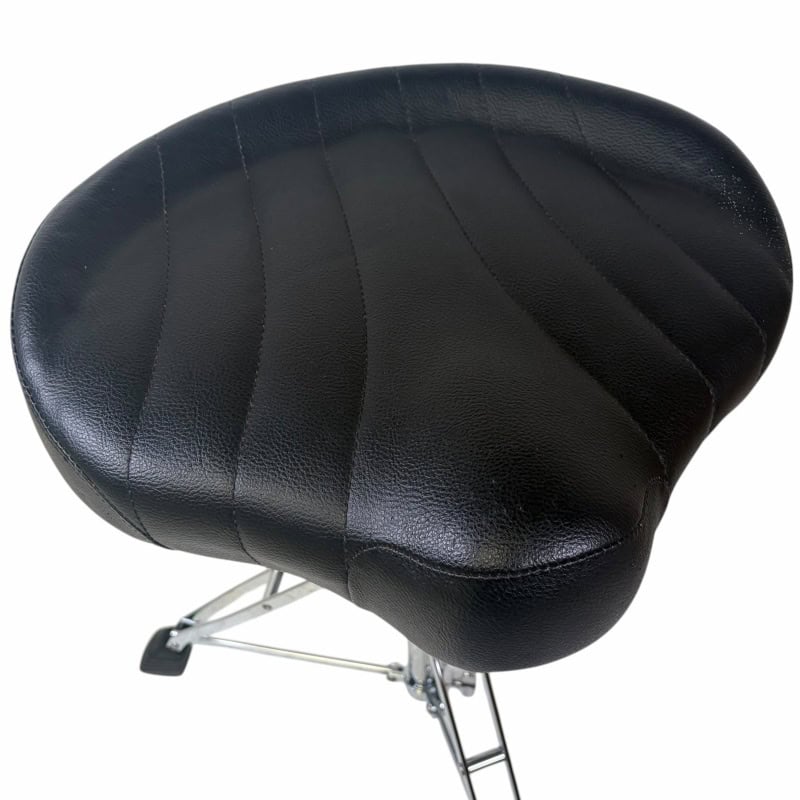 Drum throne seat for drummers, black padded stool with adjustable height.