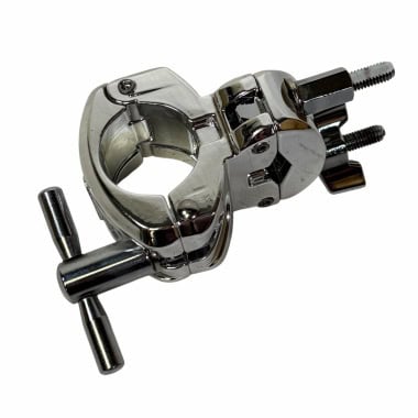 Drummer's drum key clamp for securing drum hardware and tuning drums effectively.
