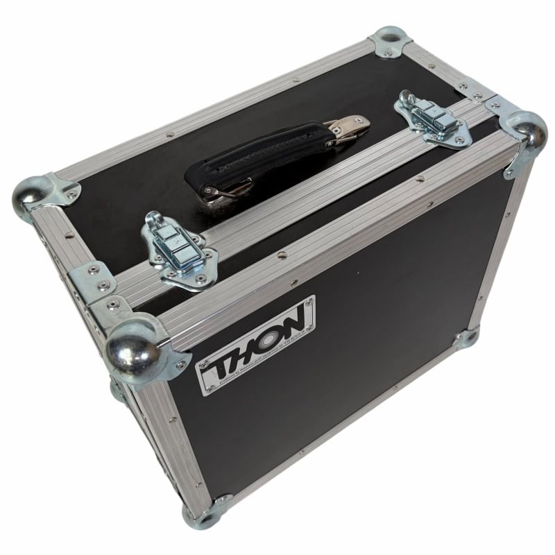 Drumstick case with handle and secure latches for drummers.