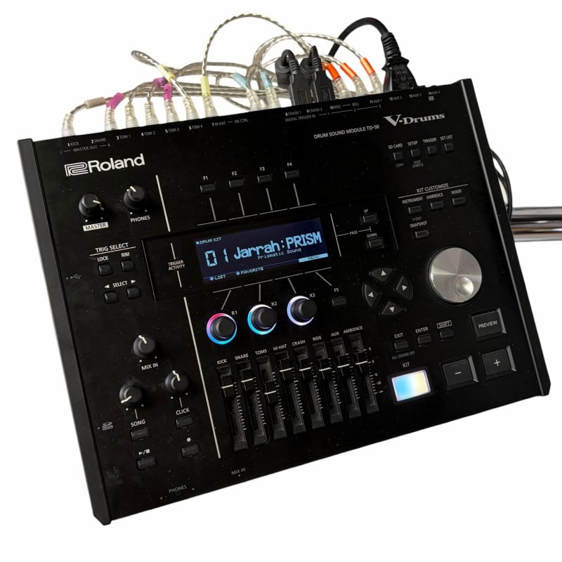 V-Drums electronic drum sound module with multiple connection ports.