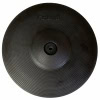 Close-up of a black drum cymbal for percussion and drumming.
