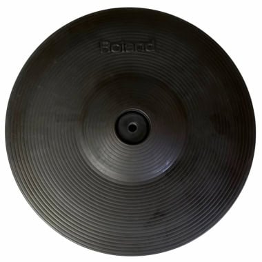 Close-up of a black drum cymbal for percussion and drumming.