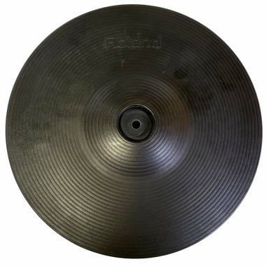 Cymbal for drumming, close-up shot showing detailed surface texture and branding.
