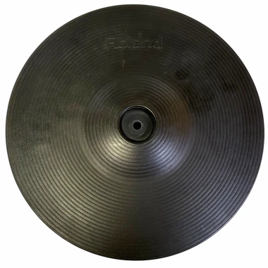 Cymbal for drumming, close-up shot showing detailed surface texture and branding.