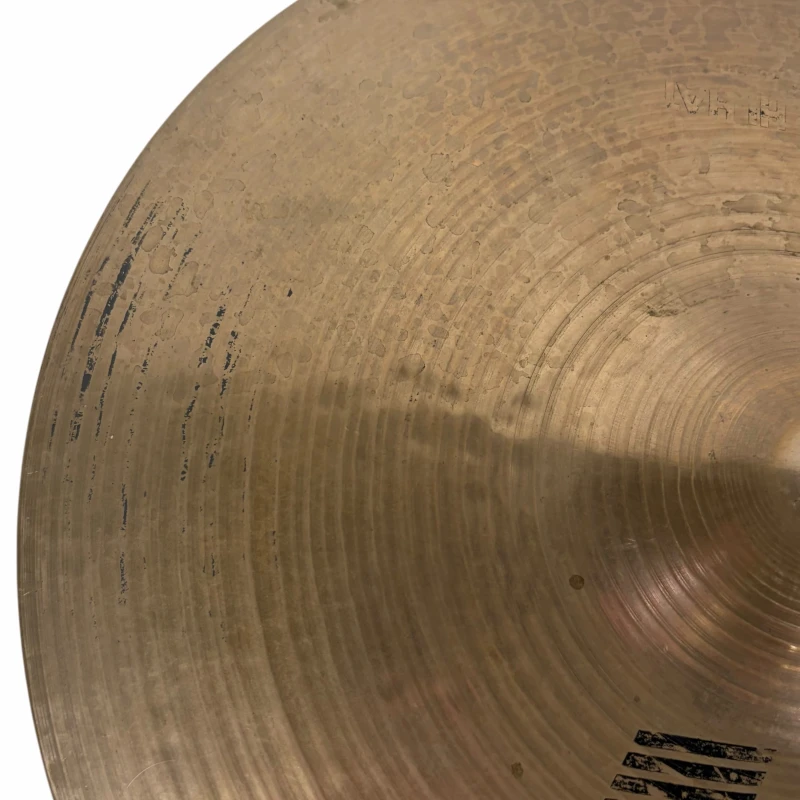 Vintage cymbal for drummers, close-up shot showing detailed surface and patina.