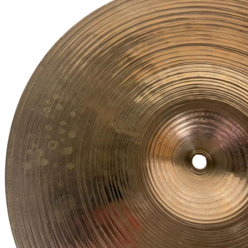 Vintage cymbal close-up for drummers and percussion enthusiasts.
