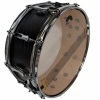 Bass drum with clear drumhead, chrome hardware, and internal muffling for professional sound.
