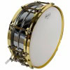 Snare drum with gold hardware, perfect for drummers, high-quality percussion instrument.