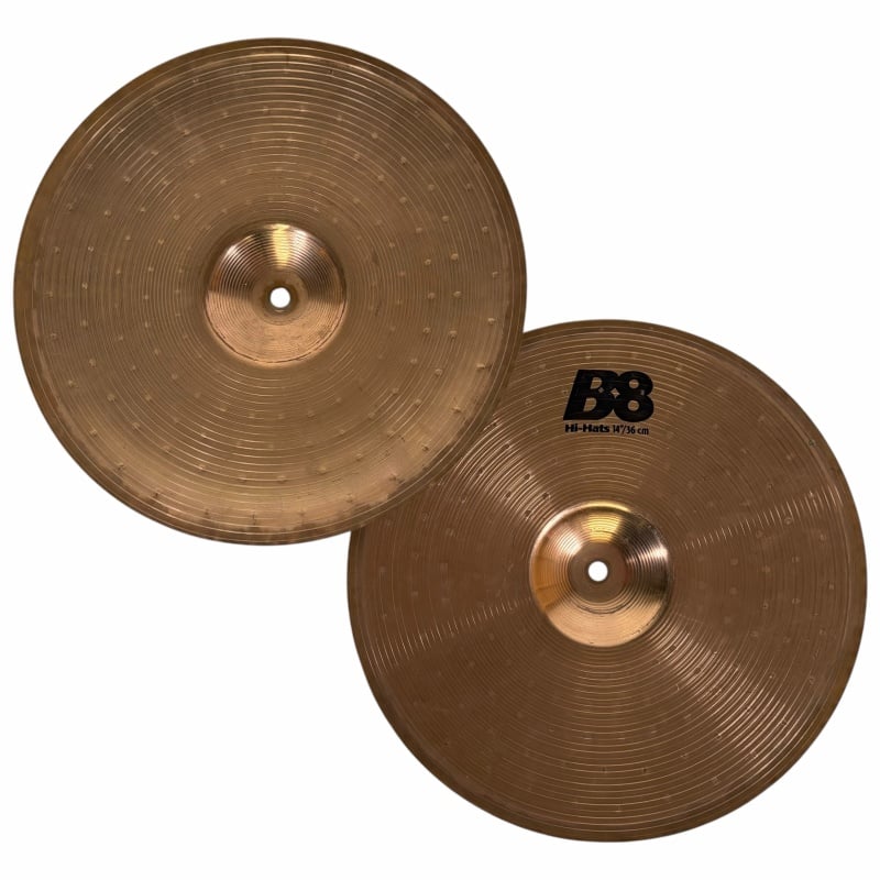 Pair of bronze hi-hat cymbals for drummers, high-quality percussion equipment.