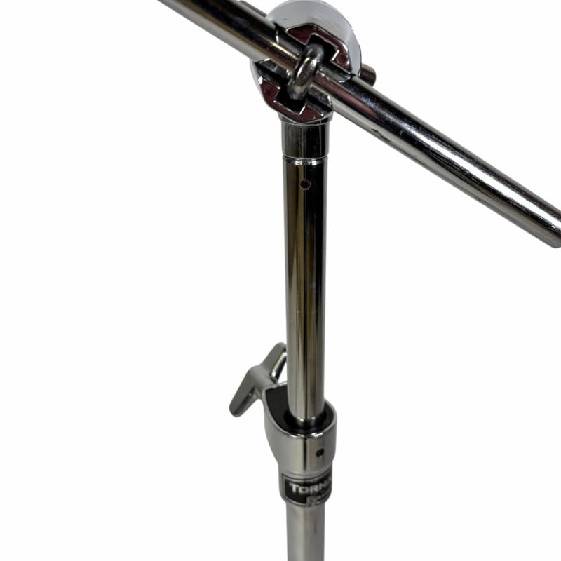 Drum hardware stand with adjustable height and secure fittings for drummers.