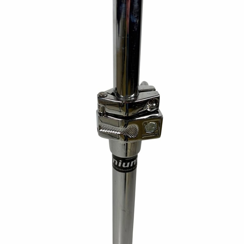 Close-up of professional drum hardware clamp and stand.