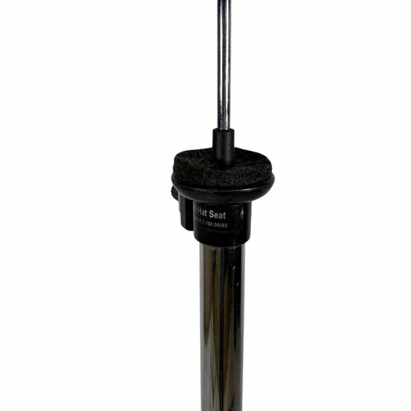 Microphone stand with foam windscreen for drummers and percussionists.