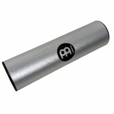 Silver drumstick holder with black logo for drummers.