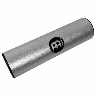 Silver drumstick holder with black logo for drummers.