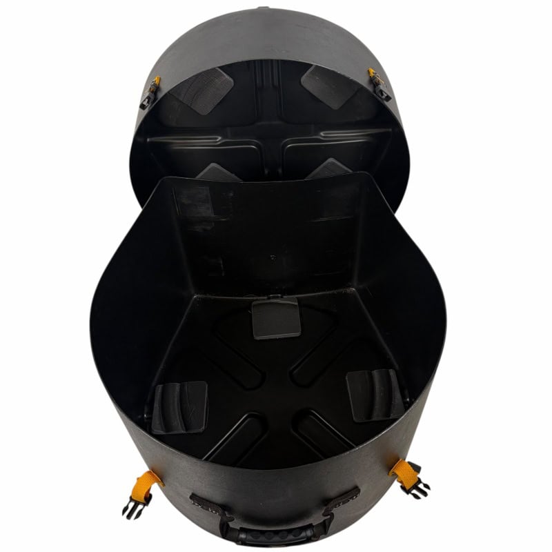 Durable drum case with foam padding for protection and portability.