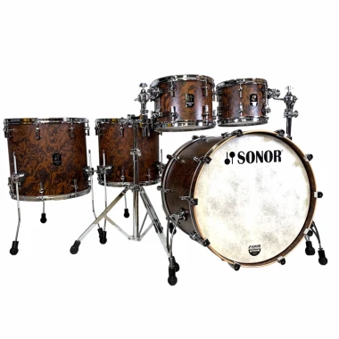 Drummers Only - Sonor Momentum Birch 22-inch 5-piece shell pack in stunning California Burl finish.