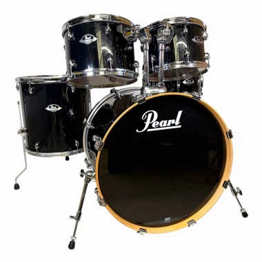 Drummers Only Pearl Export 22-inch 5-piece shell pack in sleek jet black finish, ideal for professio.