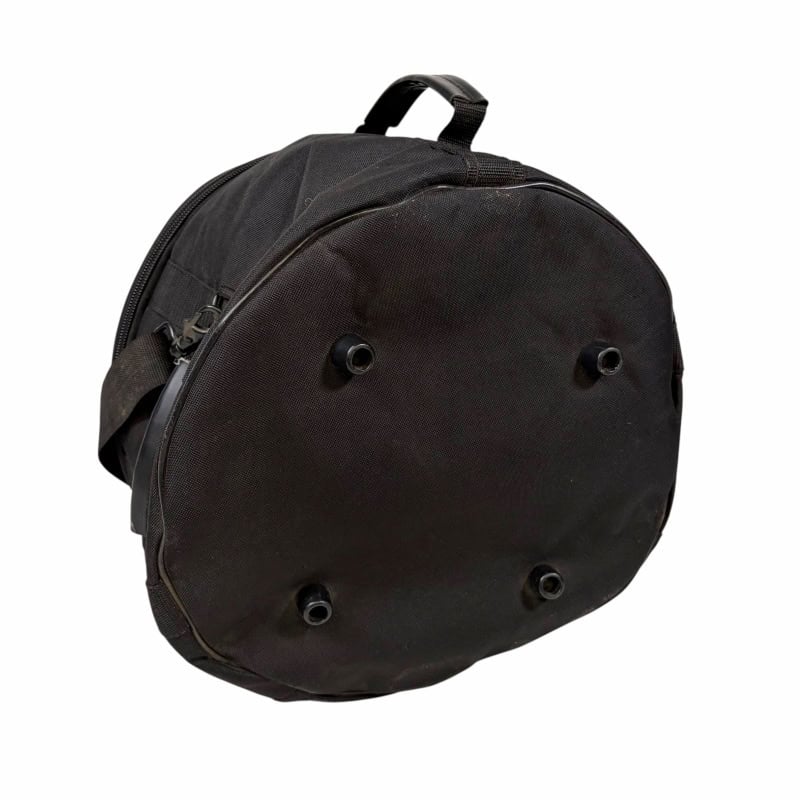 Drum bag for drummers, portable percussion equipment case, black drum gear storage.