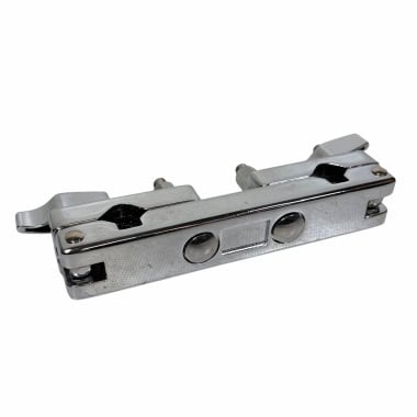 Metal drum hardware component for drum kit setup and stability.