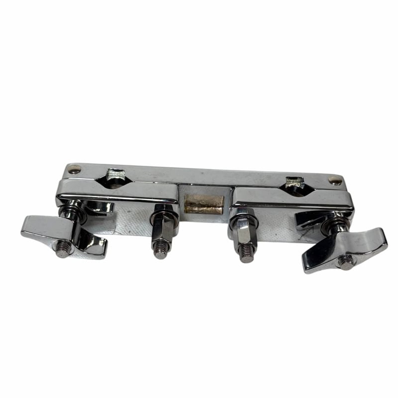 Metal drum hardware component for drum kit setup and stability.