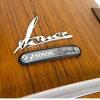 Close-up of Sonor Vintage Series badge on wooden drum shell.