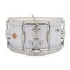 White snare drum for drummers, high-quality percussion instrument.