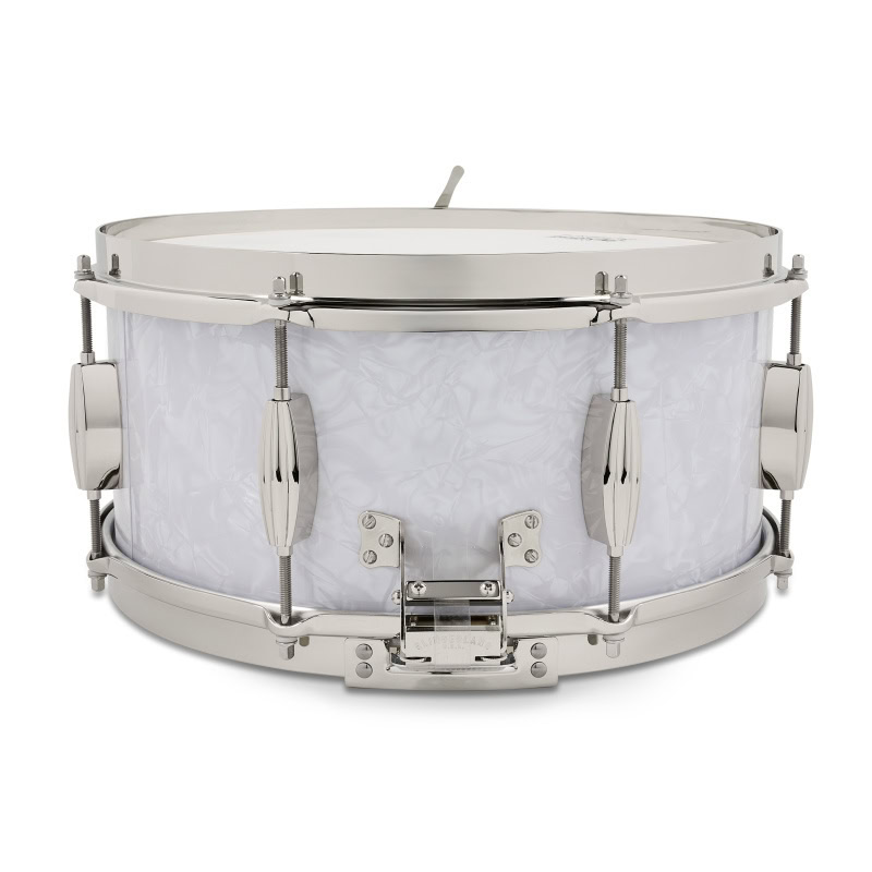 White snare drum for drumming and percussion, high-quality drum equipment.