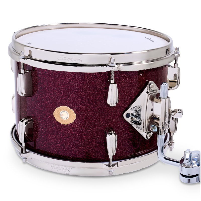 High-quality maroon sparkle snare drum for professional drummers.