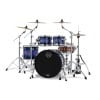Professional blue drum kit with cymbals and hardware for drummers.