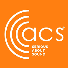ACS logo with sound waves and text Serious About Sound.