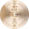 Drummers Only logo engraved on a shiny cymbal surface, showcasing branding and musical equipment.