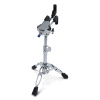 Drum snare stand for percussion instruments, adjustable and sturdy.