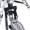 Close-up of DW 9000X Series hi-hat stand with chain drive mechanism.