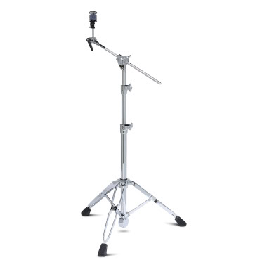 Drum cymbal stand with boom arm and interlock feature for drummers.