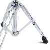 Double tom stand for drum kit with chrome finish and adjustable legs.