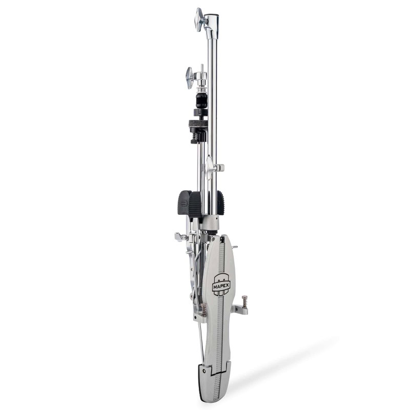 Drum practice pad stand for drummers, adjustable height, sturdy metal construction.